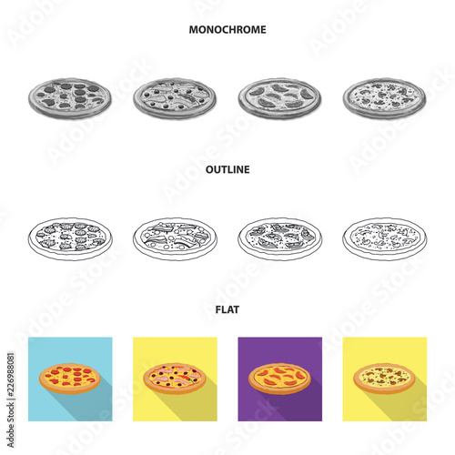 Vector illustration of pizza and food icon. Set of pizza and italy stock symbol for web.