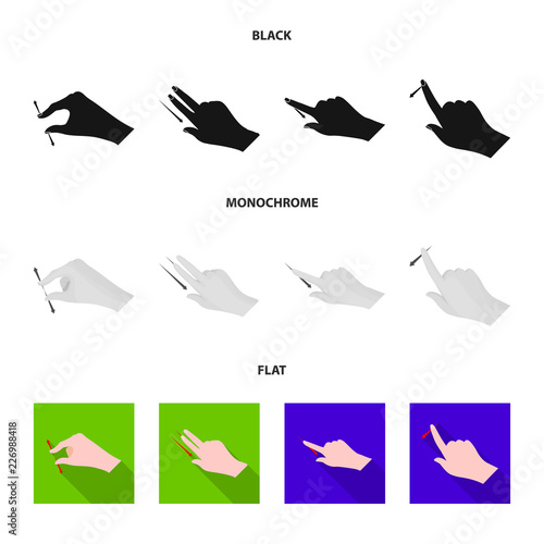 Vector illustration of touchscreen and hand symbol. Collection of touchscreen and touch stock symbol for web.