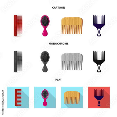 Isolated object of brush and hair logo. Collection of brush and hairbrush vector icon for stock.