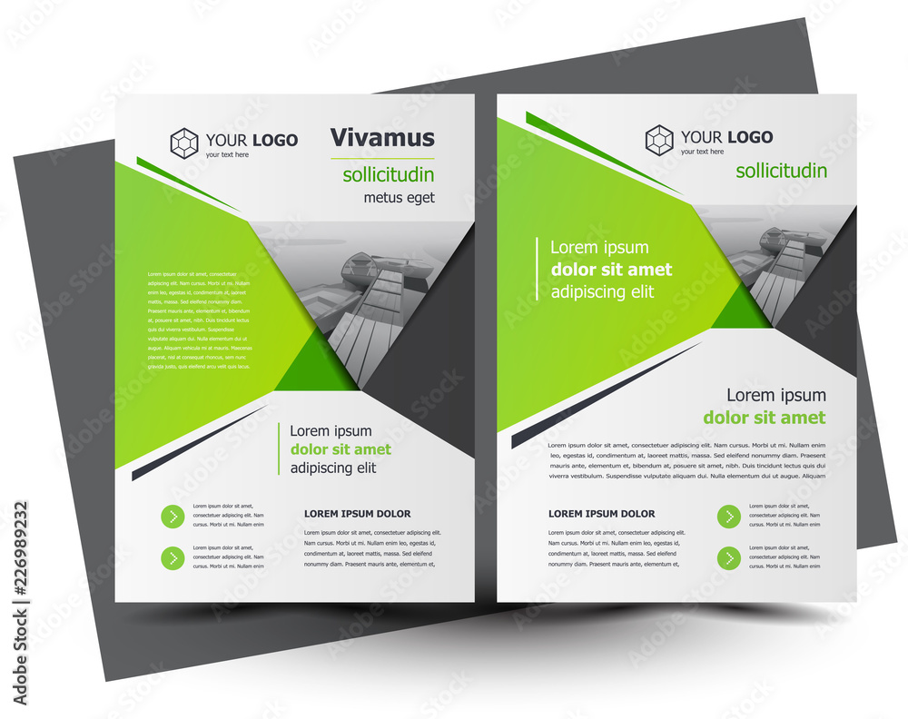 Flyer brochure design, cover size A4 template geometric green color