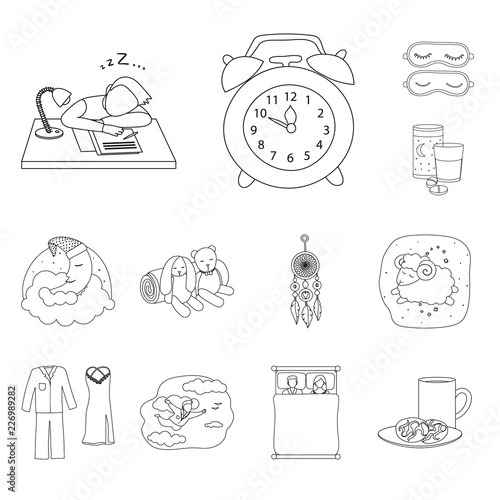 Isolated object of dreams and night icon. Collection of dreams and bedroom stock vector illustration.