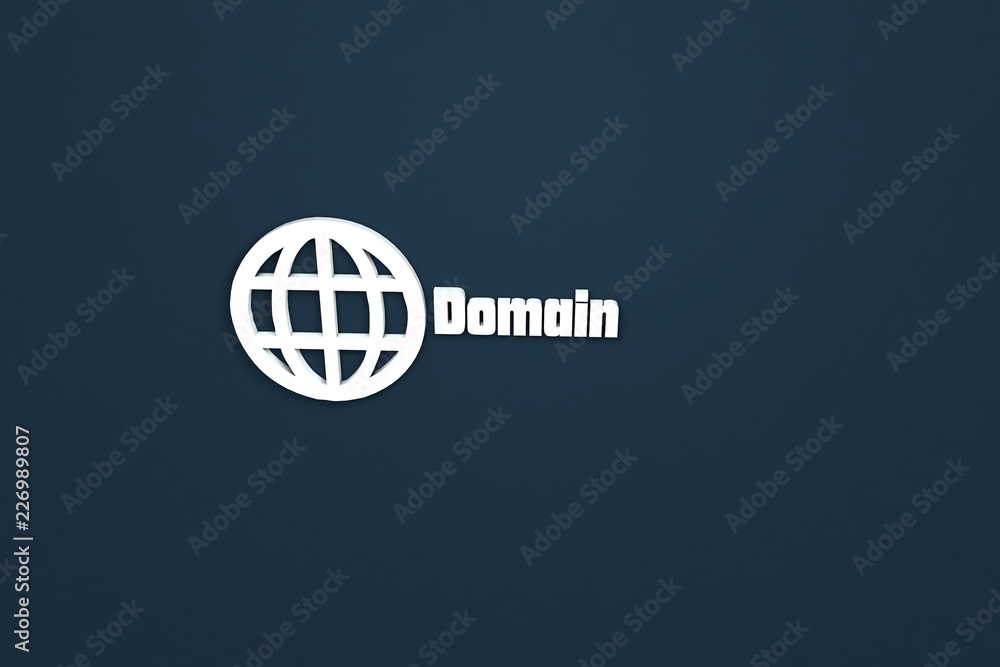 3D illustration of Domain, light color and light text with blue background. 3D illustration of Domain, light color and light text with blue background.