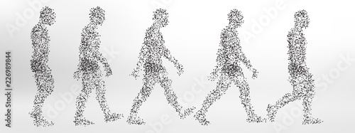 Abstract Molecule based human figure walking - simple steps of walk cycle