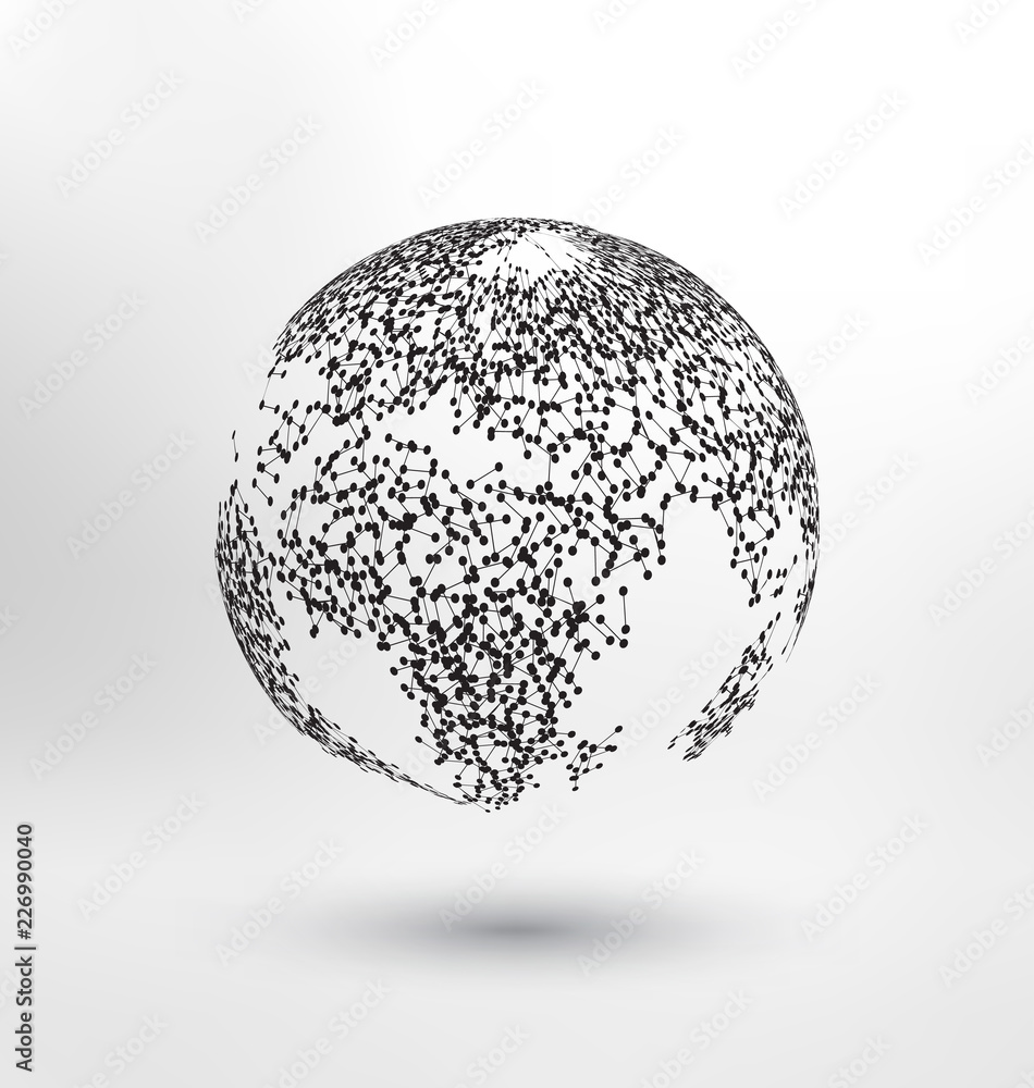 Abstract Globe Design - Particles forming the continents of the Earth Abstract Globe Design - Particles forming the continents of the Earth