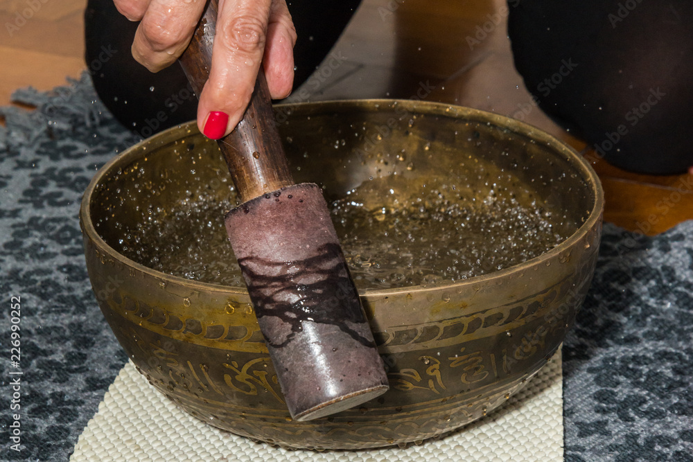 Fototapeta premium Tibetan handcrafted singing bowls. Tibetan sound massage.