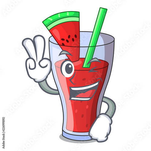 Two finger healthy watermelon juice on table cartoon
