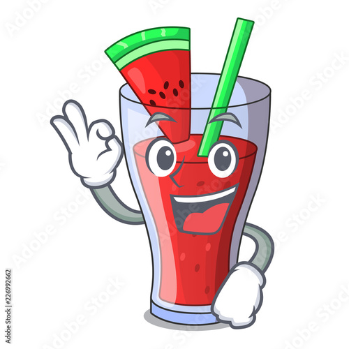 Okay healthy watermelon juice on table cartoon