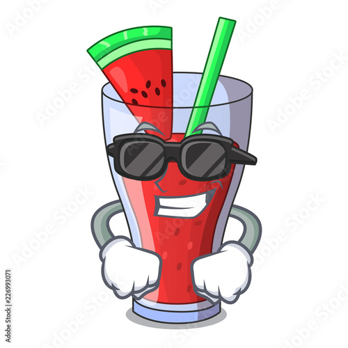 Super cool healthy watermelon juice on table cartoon