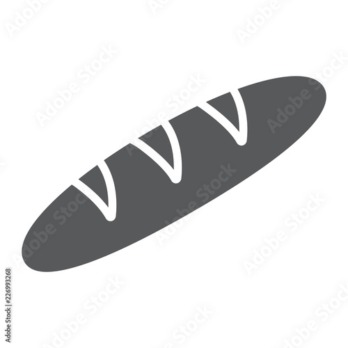 Bread glyph icon, food and bakery, baguette sign, vector graphics, a solid pattern on a white background.