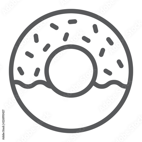 Donut line icon, food and sweet, cake sign, vector graphics, a linear pattern on a white background.
