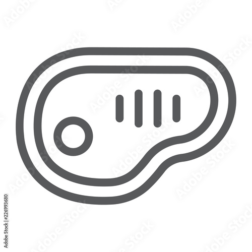 Meat steak line icon, meal and food, beef sign, vector graphics, a linear pattern on a white background.