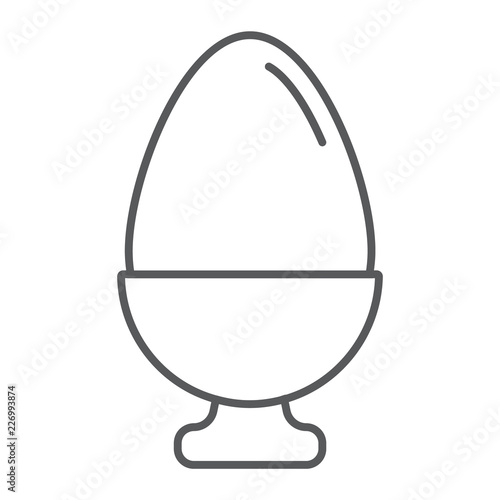 Wallpaper Mural Boiled egg thin line icon, food and breakfast, chicken egg sign, vector graphics, a linear pattern on a white background. Torontodigital.ca