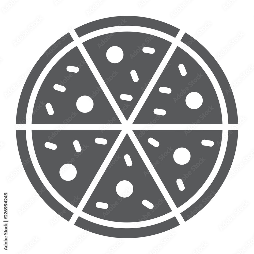 Pizza glyph icon, italian and food, fast food sign, vector graphics, a solid pattern on a white background. Pizza glyph icon, italian and food, fast food sign, vector graphics, a solid pattern on a white background.