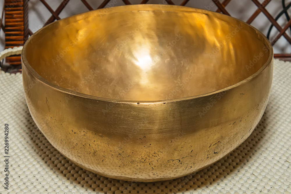 Fototapeta premium Tibetan handcrafted singing bowls. Tibetan sound massage.