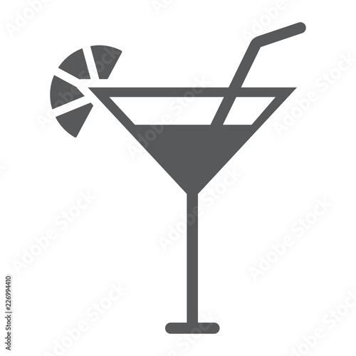 Cocktail glyph icon, beverage and drink, alcohol sign, vector graphics, a solid pattern on a white background.