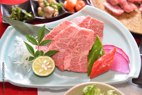 closeup Toyama Japanese beef of Wafuuyakiniku Toyamasodachi