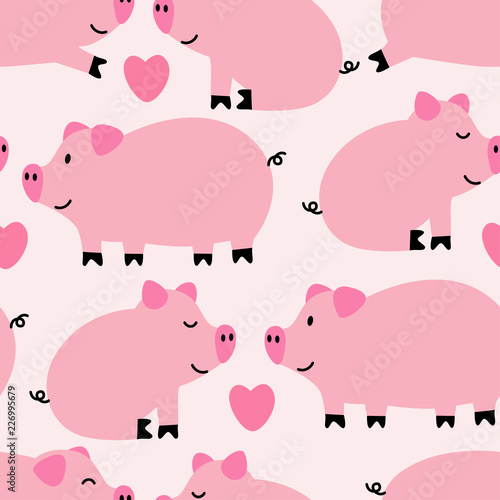 Cute pigs seamless pattern background