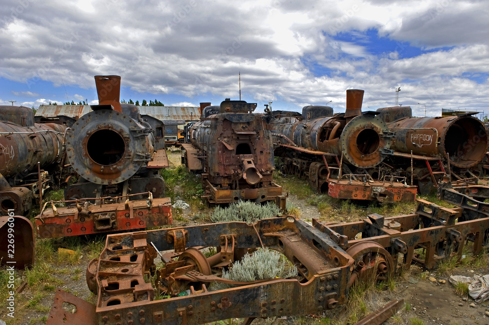 Lokomotivfriedhof in Rio Gallegos, Argentinien