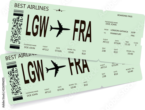 Vector pattern of boarding pass or plane tickets. Concept of trip or travel by airplane. Modern variant of boarding pass