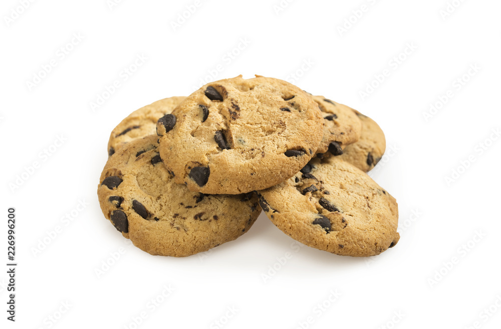 Chocolate chip cookies isolated on white Chocolate chip cookies isolated on white
