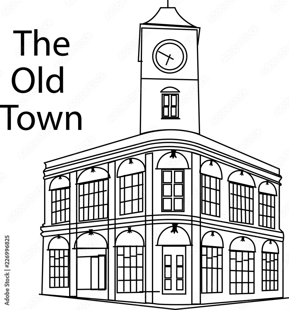vector illustration of buildings phuket old town at phuket town