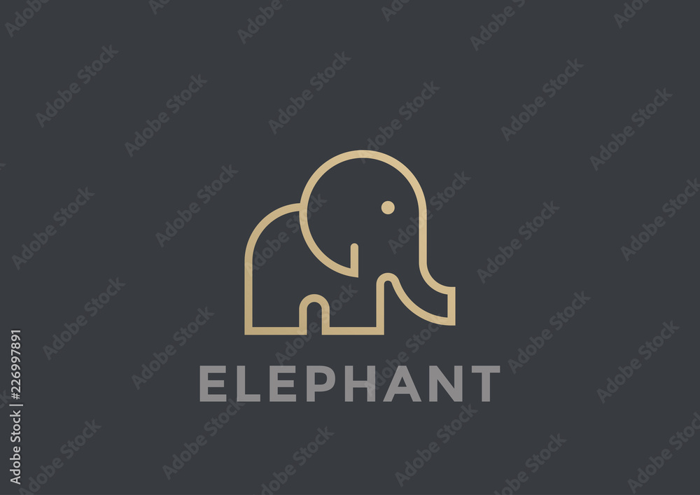 Fototapeta premium Elephant Logo wektor wzór geometryczny Liniowy. Ikona Safari