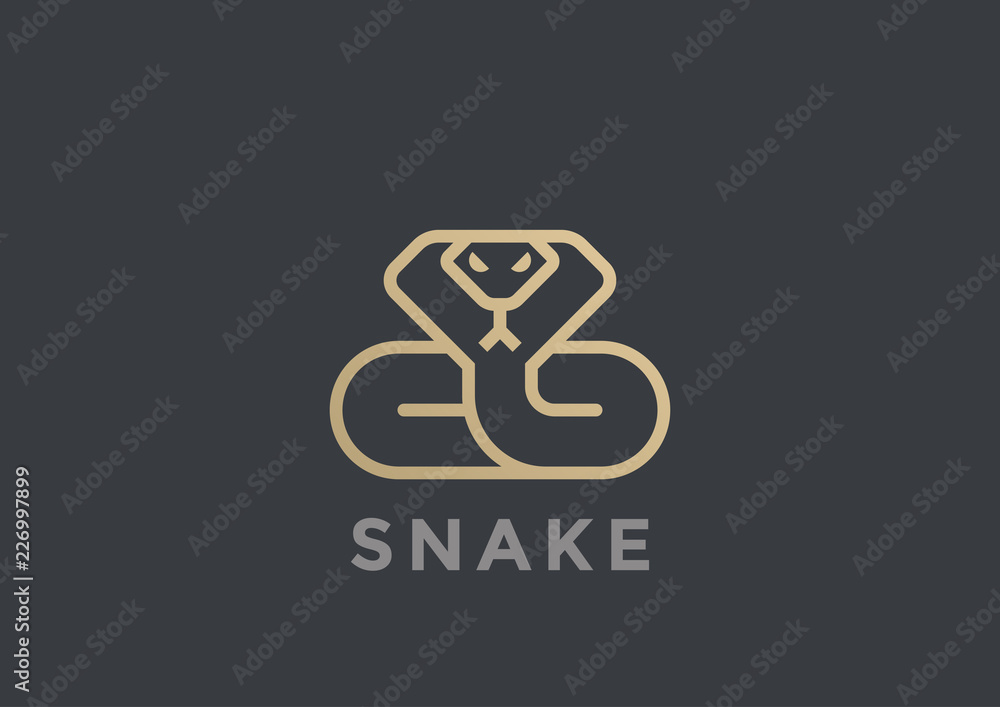 Fototapeta premium Snake Logo vector design geometric Linear style. Cobra icon