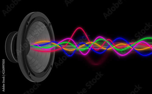 Bild auf Leinwand haut-parleur ondes audio son fréquence musique