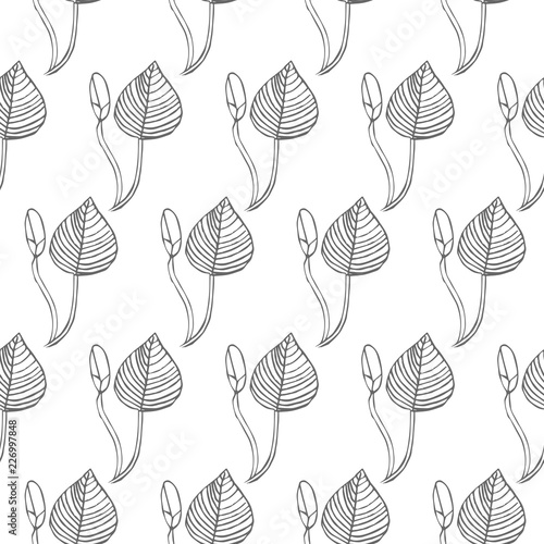 leaf seamless pattern isolated on white background