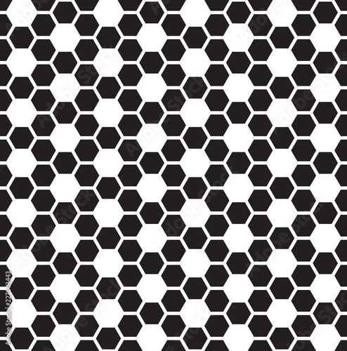 Seamless hexagonal honeycomb pattern texture background. Black and white hexagon pattern.