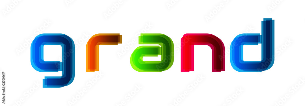 Grand - modern multicolor text on white background Grand - modern multicolor text on white background