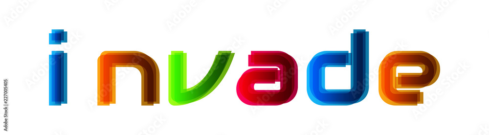 Invade - modern multicolor text on white background Invade - modern multicolor text on white background