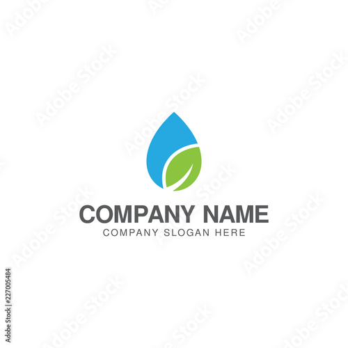 Green water logo design template