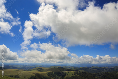 Clouds over the hills in the area of Mount Elbrus. Photographed in the Caucasus  Russia.