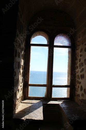 fortress, crimea, Sudak, attraction, Genoese, architecture, landscape, building, old, city, ancient, view, europe, sky, travel, panorama, church, house, village, stone, town, castle, medieval, panora