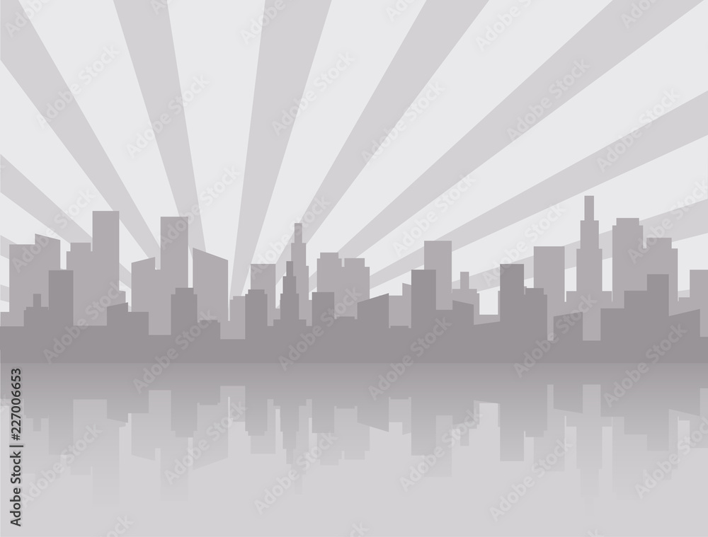 Gray city skyline silhouette Gray city skyline silhouette
