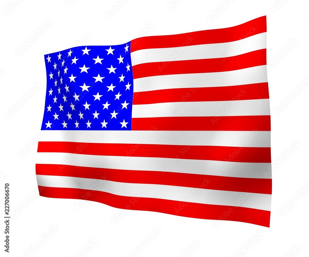 Fototapeta premium Waving flag of the United States of America. Stars and Stripes. State symbol of the USA. 3D illustration