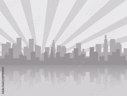 Gray city skyline silhouette