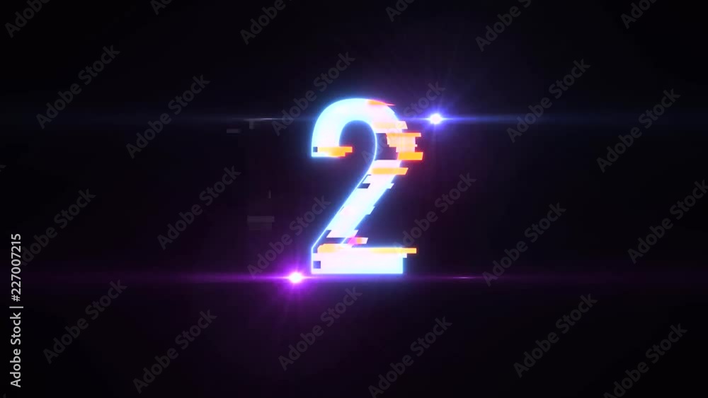 colorful futuristic laser glitch interference countdown numbers from 5 to 1 new dynamic holiday joyful techno video footage
