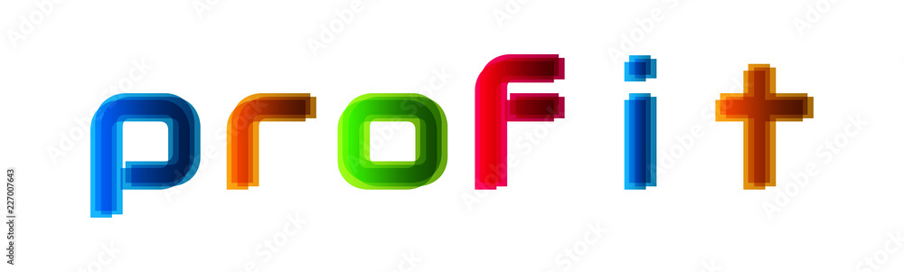 Profit - modern multicolor text on white background Profit - modern multicolor text on white background
