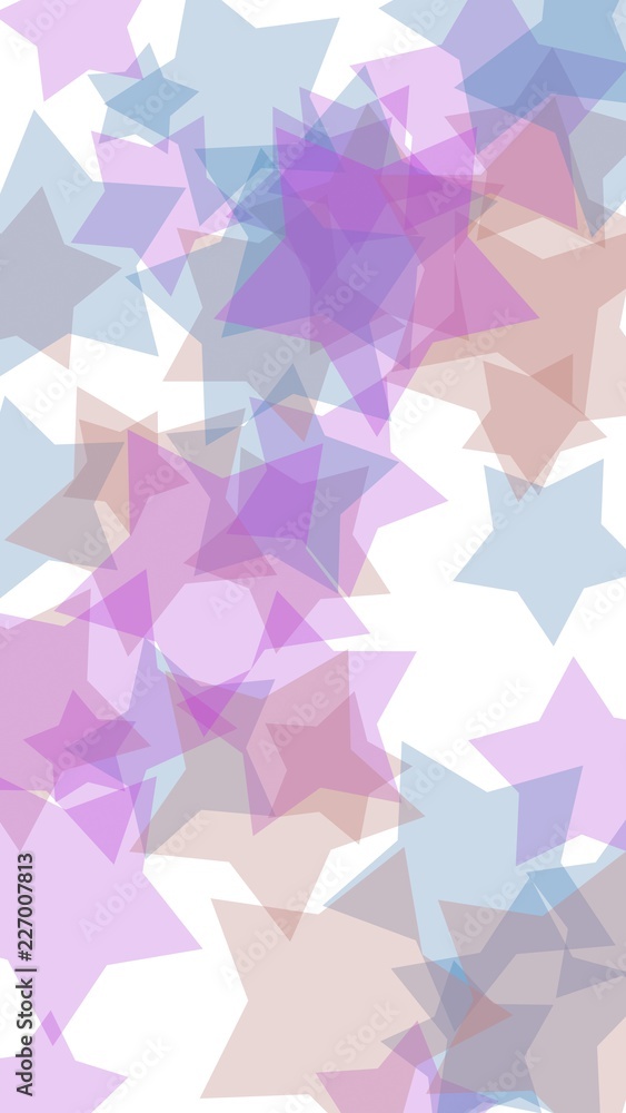 Obraz premium Multicolored translucent stars on a white background. Vertical image orientation. 3D illustration