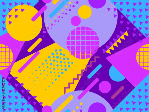 Memphis seamless pattern. Geometric elements memphis in the style of 80s. Vector illustration