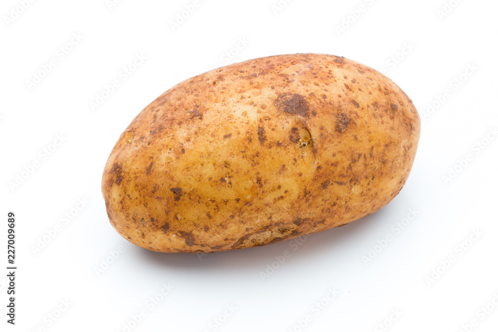 A bio russet potato isolated white background. A bio russet potato isolated white background.