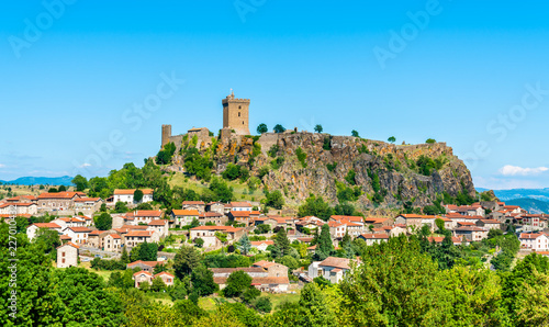 View of Polignac village with its fortress. Auvergne, France