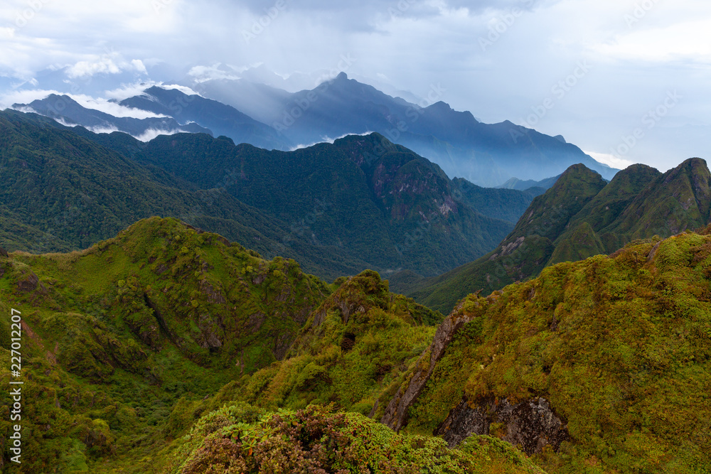 Beautiful view from the summit of the Fansipan Mountain, Sapa, Vietnam