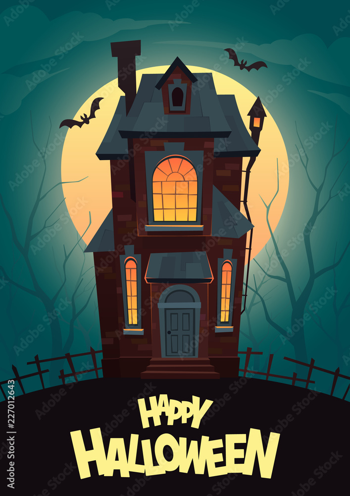 Halloween poster with house and place for text