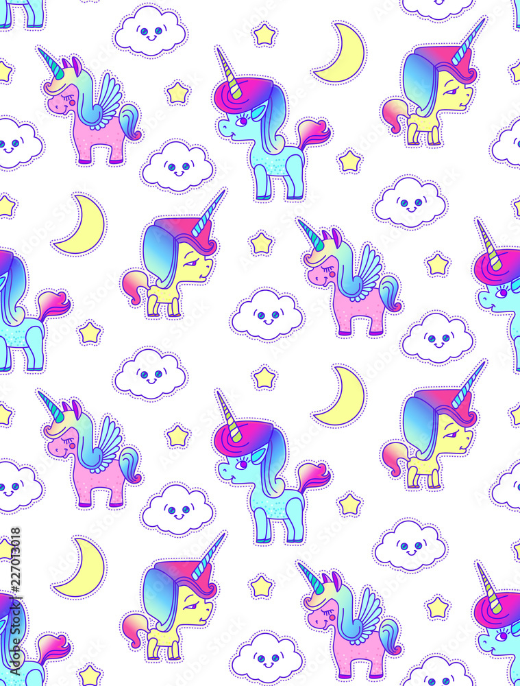 Fototapeta premium Cute Unicorn Seamless Pattern. Magic Dream. Kids Design.