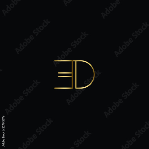 Letter ED Logo Design, Creative Minimal ED Logo Design Using Letter E D in Gold and Black Color