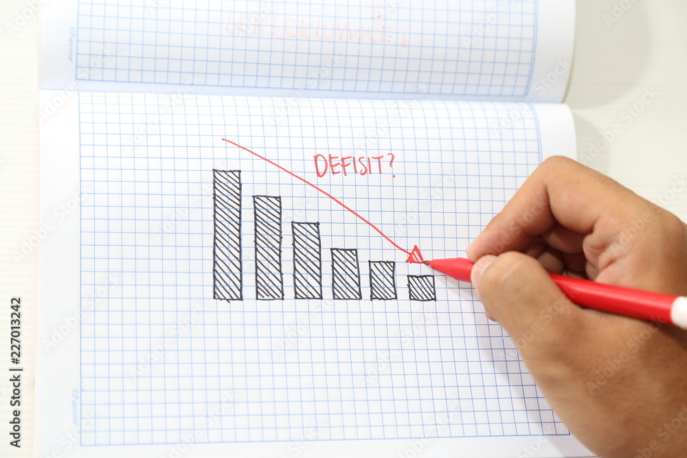 business hand drawing deficit graph business hand drawing deficit graph