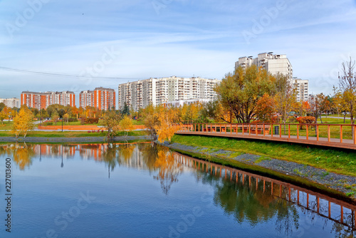 Moscow, Butovo district, new building, view from the window into the territory near the house, new houses, building.